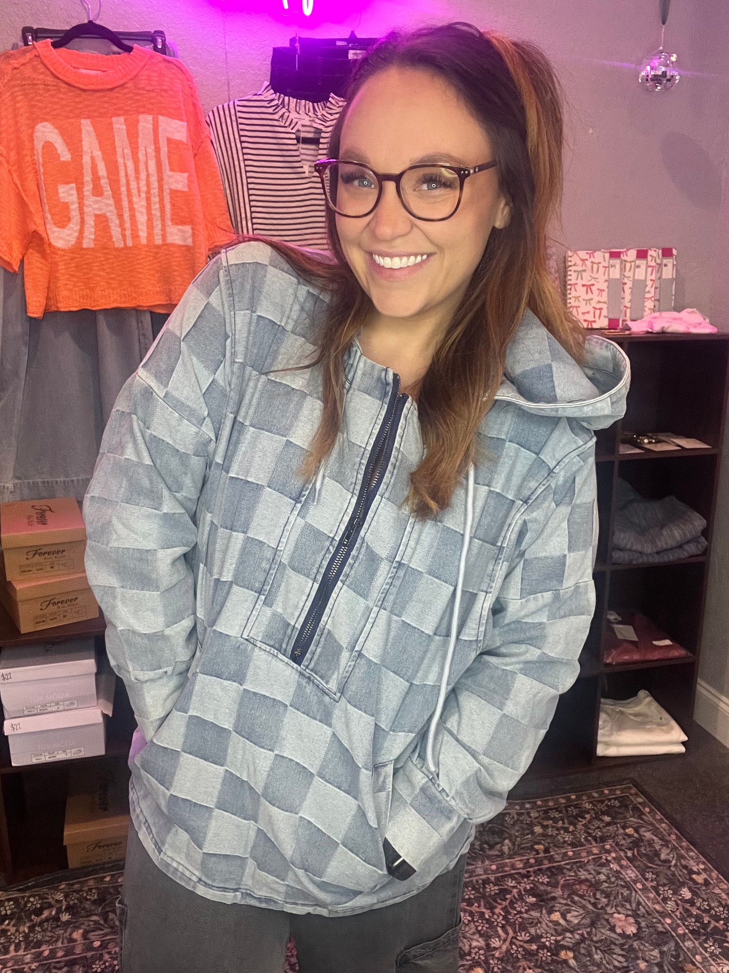 Checkered Oversized Hoodie