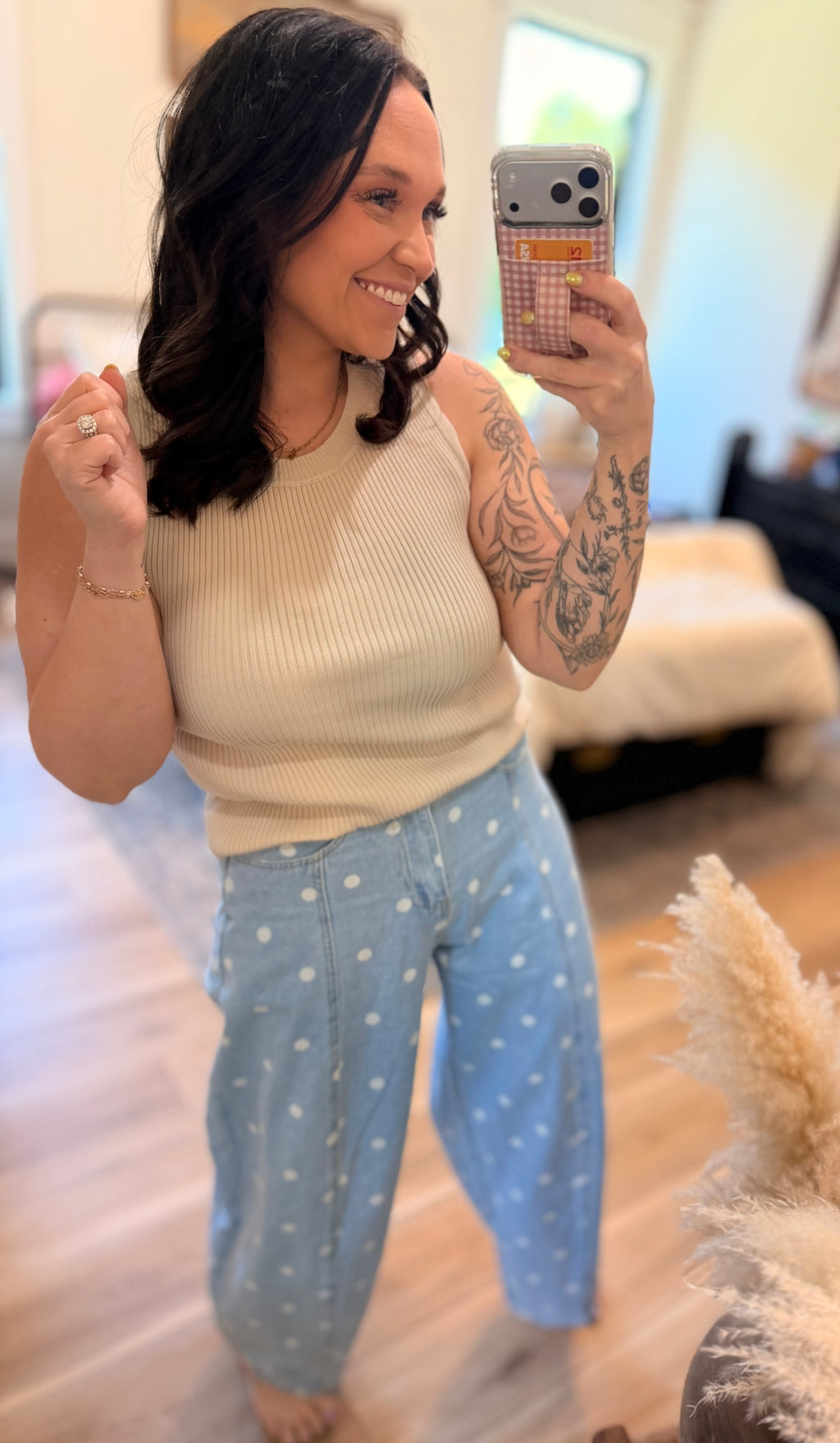 Polka Dot Barrel Denim