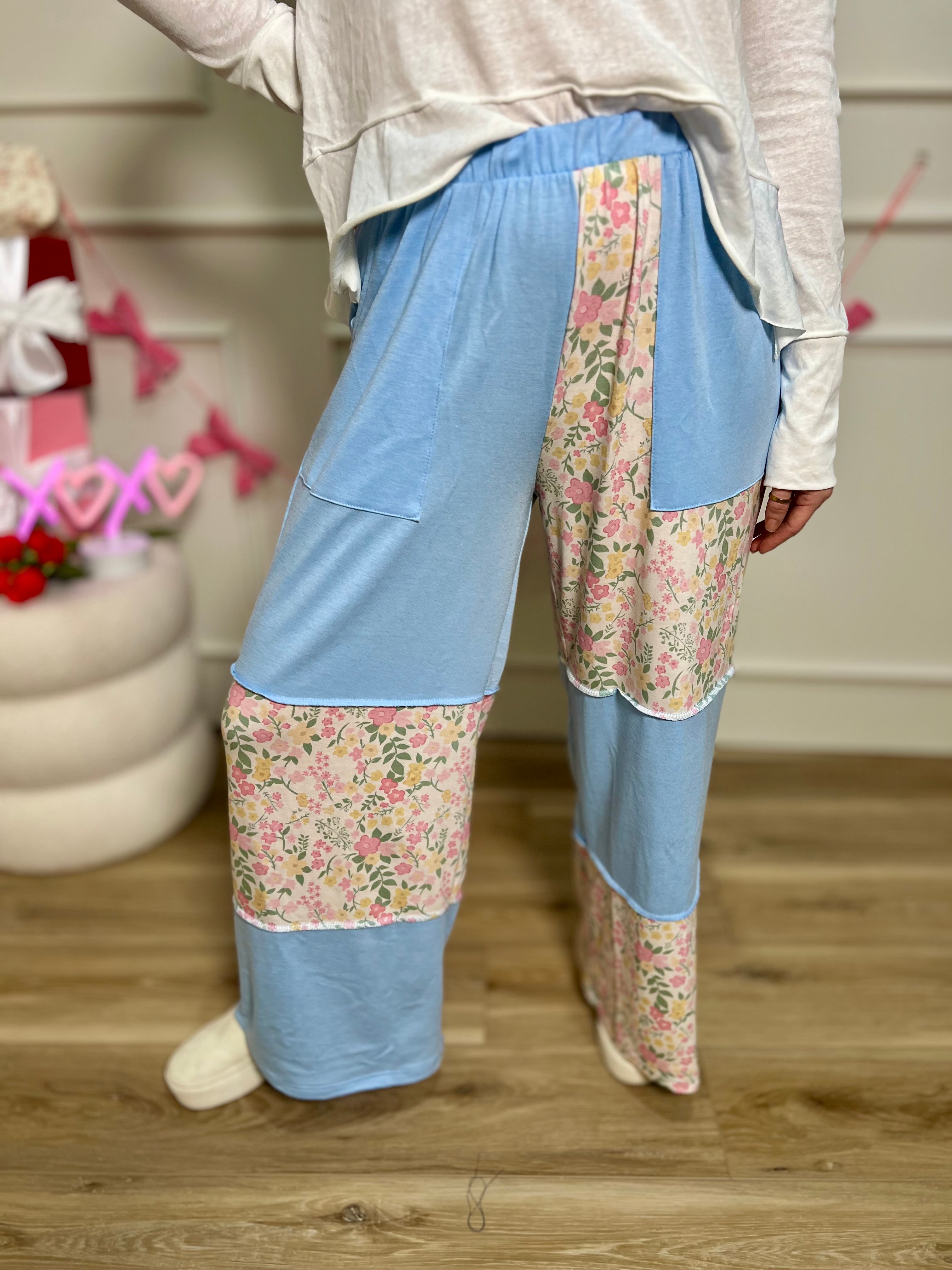 Floral Colorblock Pocket Pants