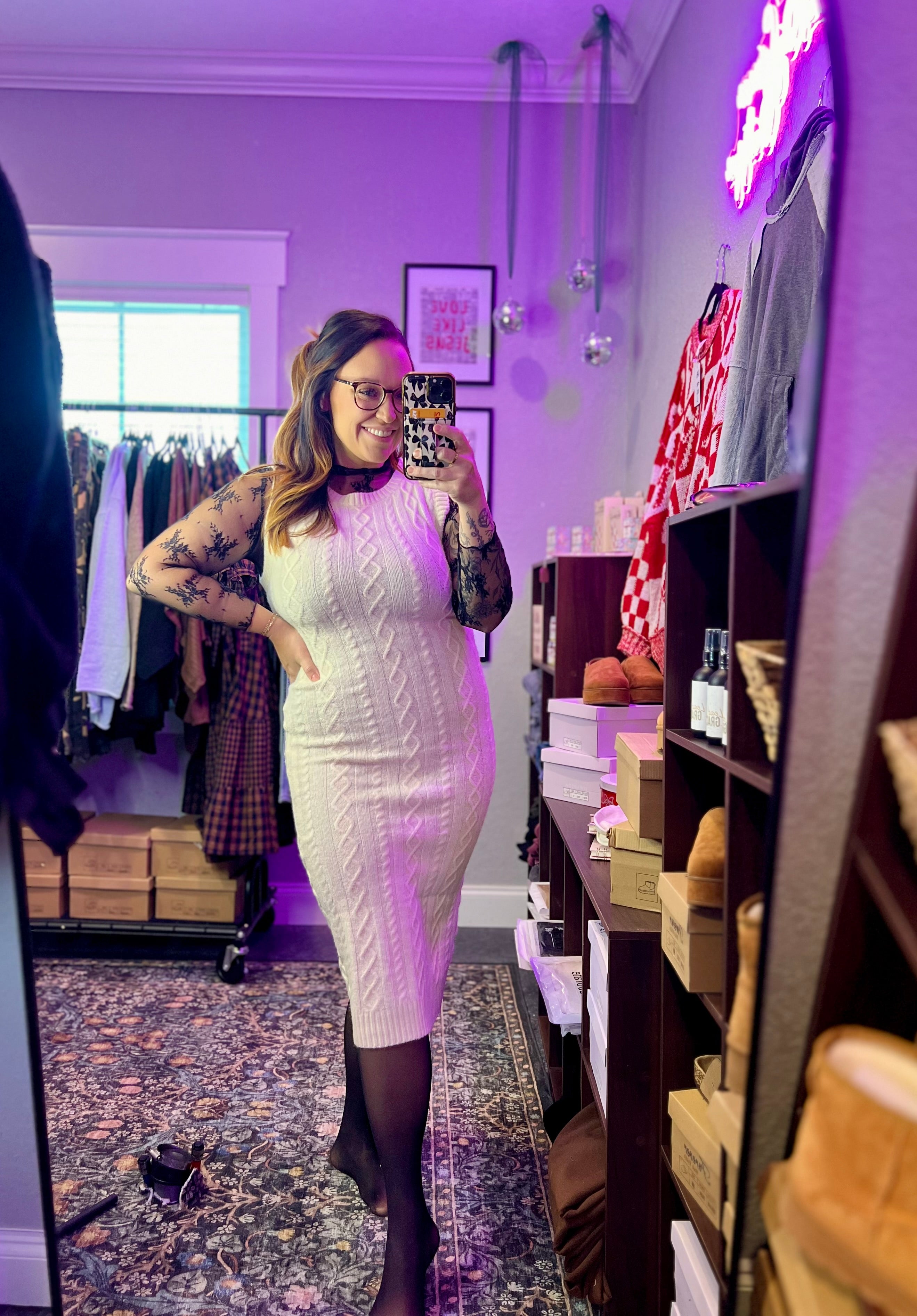 Cable Knit Sweater Dress