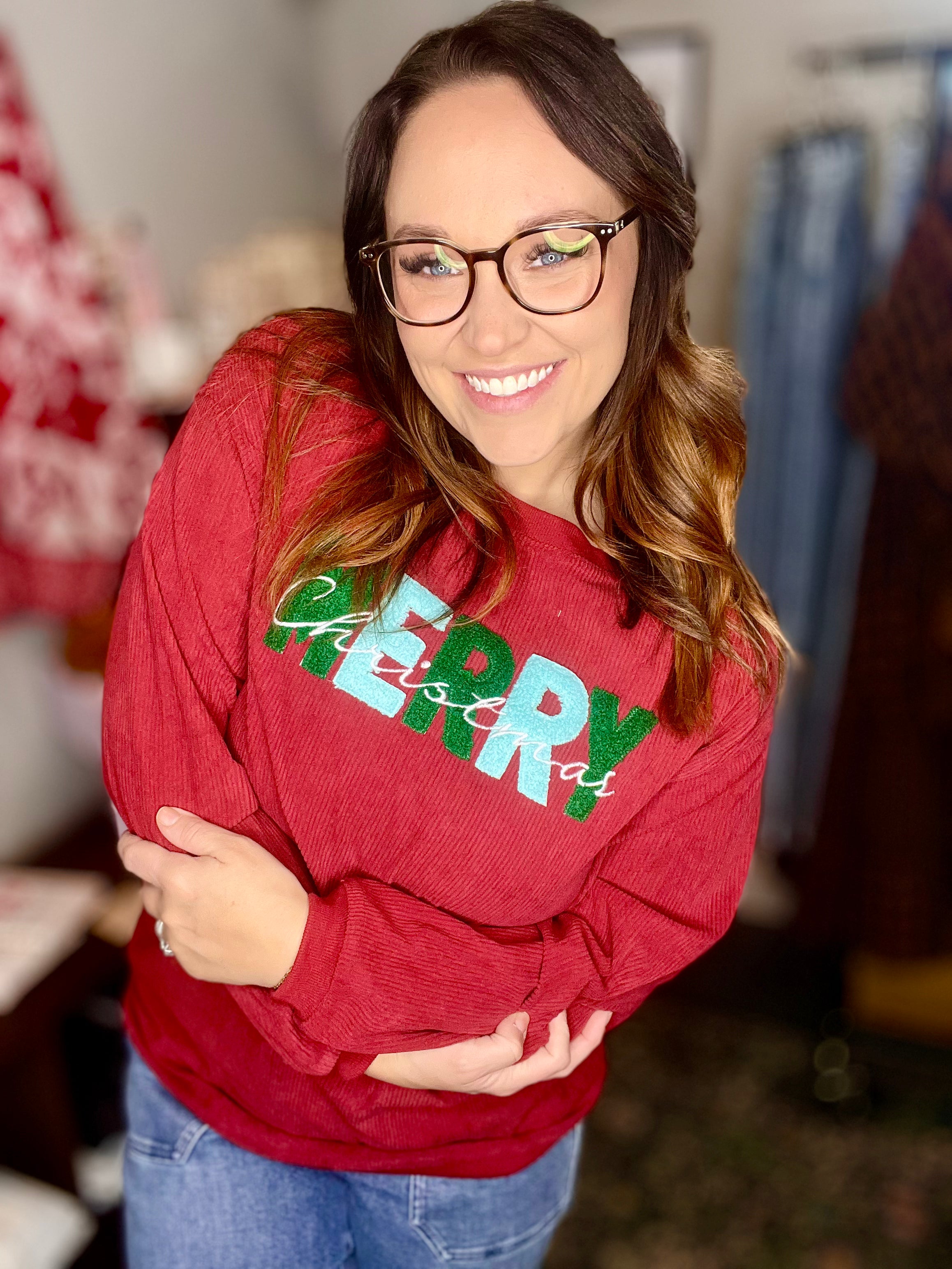 Merry Christmas Velvet Sweater