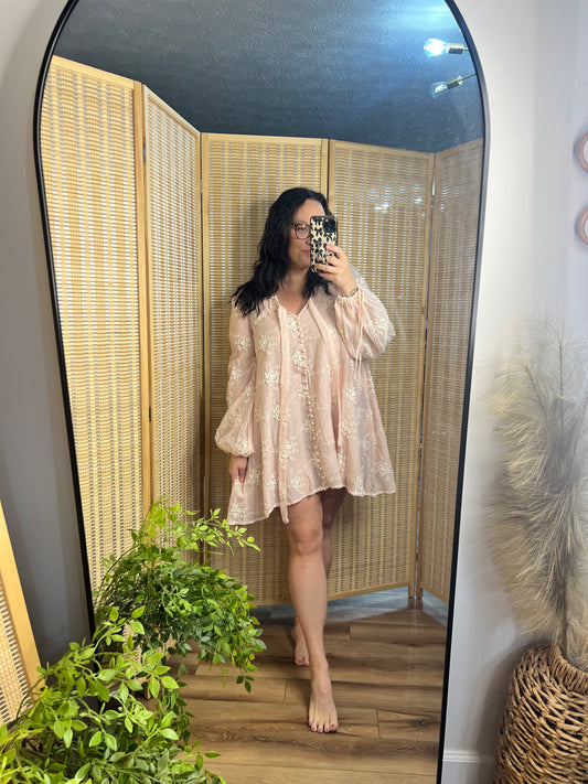 Embroidered Mini Dress